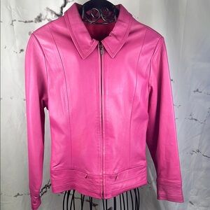 Javo's Pineapple Pink Genuine Leather Jacket Bubble Gum Barbie Pockets Lined